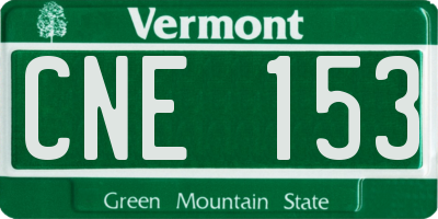 VT license plate CNE153
