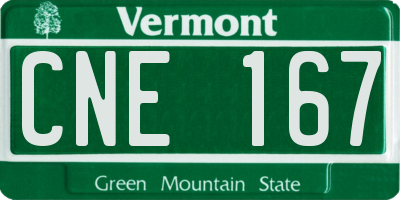 VT license plate CNE167
