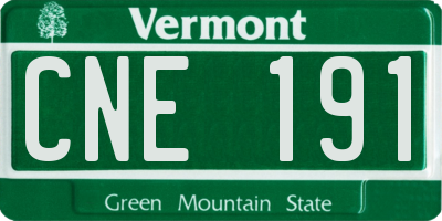 VT license plate CNE191