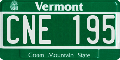 VT license plate CNE195