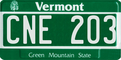 VT license plate CNE203