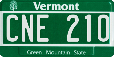 VT license plate CNE210