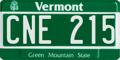 VT license plate CNE215