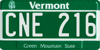 VT license plate CNE216