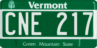 VT license plate CNE217