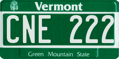 VT license plate CNE222