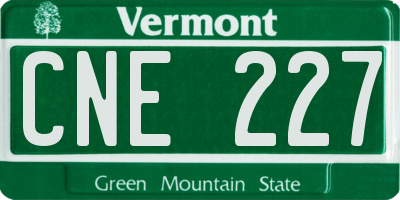 VT license plate CNE227