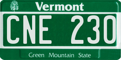 VT license plate CNE230