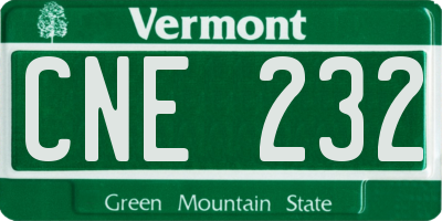 VT license plate CNE232
