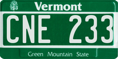 VT license plate CNE233