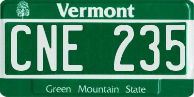 VT license plate CNE235