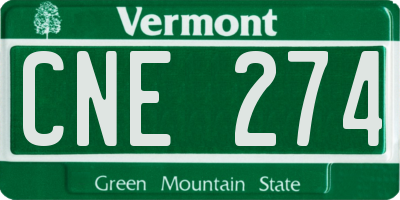 VT license plate CNE274