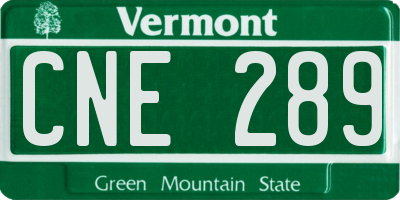 VT license plate CNE289