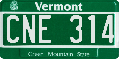 VT license plate CNE314