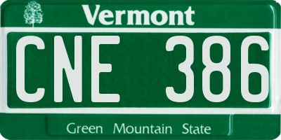 VT license plate CNE386
