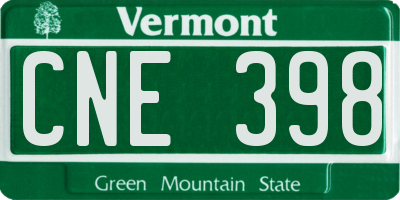 VT license plate CNE398