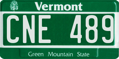 VT license plate CNE489