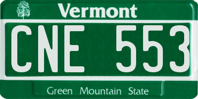 VT license plate CNE553