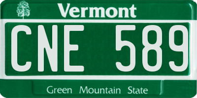 VT license plate CNE589