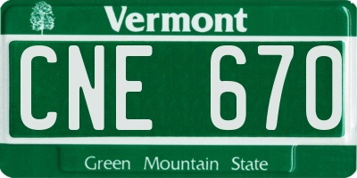 VT license plate CNE670