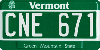 VT license plate CNE671