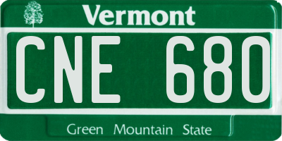 VT license plate CNE680