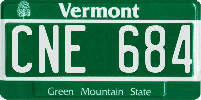VT license plate CNE684