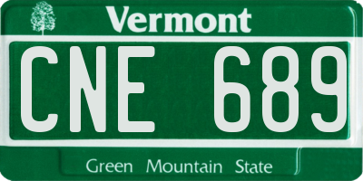 VT license plate CNE689
