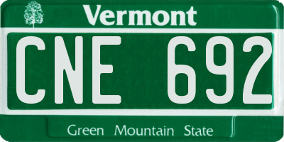 VT license plate CNE692