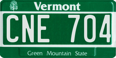 VT license plate CNE704