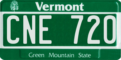 VT license plate CNE720