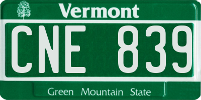 VT license plate CNE839