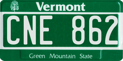 VT license plate CNE862