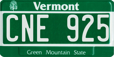 VT license plate CNE925