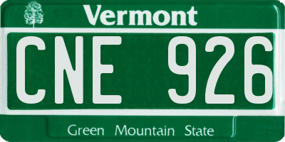 VT license plate CNE926