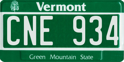 VT license plate CNE934