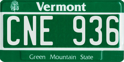 VT license plate CNE936