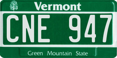 VT license plate CNE947