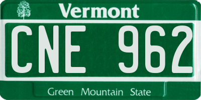 VT license plate CNE962