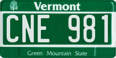 VT license plate CNE981