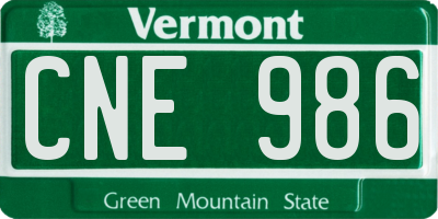 VT license plate CNE986