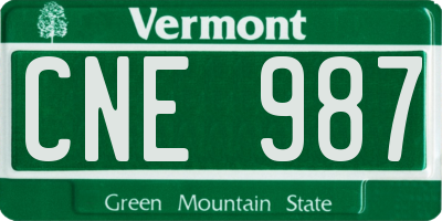 VT license plate CNE987