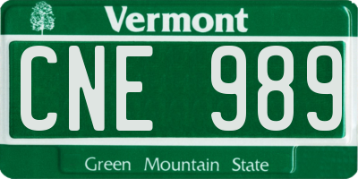 VT license plate CNE989