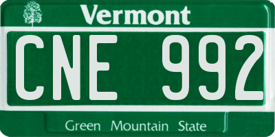 VT license plate CNE992