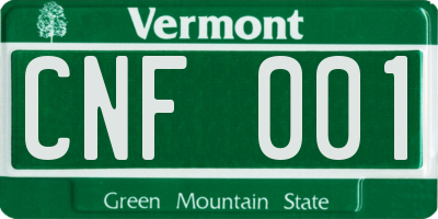 VT license plate CNF001