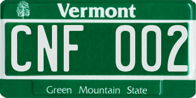 VT license plate CNF002