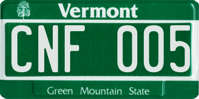 VT license plate CNF005