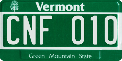 VT license plate CNF010