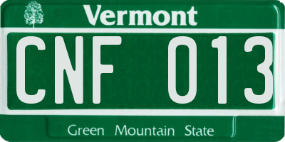 VT license plate CNF013