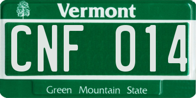 VT license plate CNF014